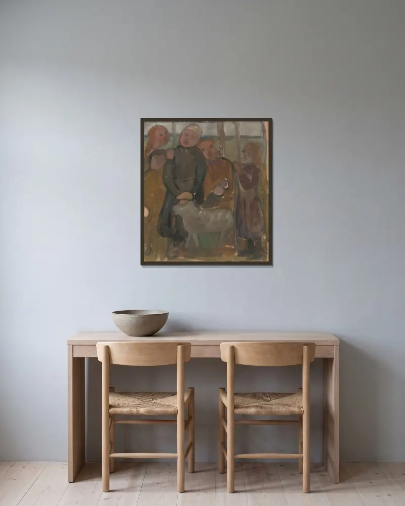 Pięcioro dzieci z owcą, Paula Modersohn-Becker w ramie na ścianie