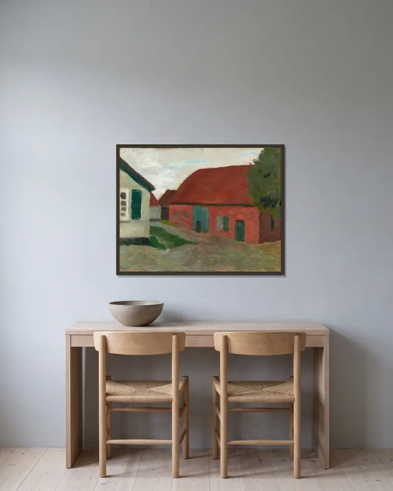 Gehöft von Paula Modersohn-Becker gerahmt an einer Wand