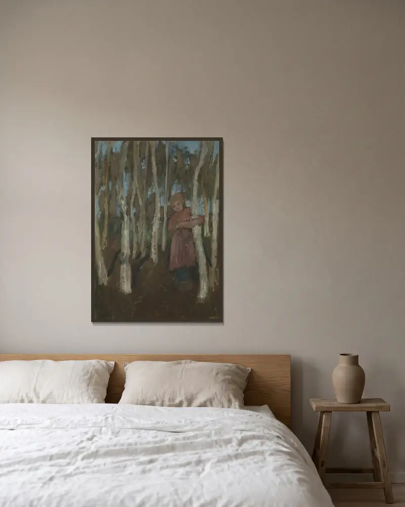 Girl in a Birch Forest av Paula Modersohn-Becker inramad på en vägg