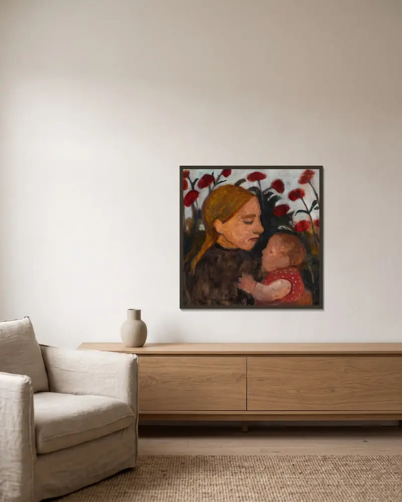 Dívka s dítětem, Paula Modersohn-Becker v rámu na stěně