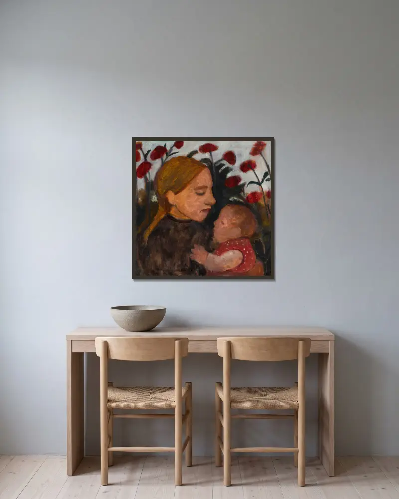Dívka s dítětem, Paula Modersohn-Becker v rámu na stěně