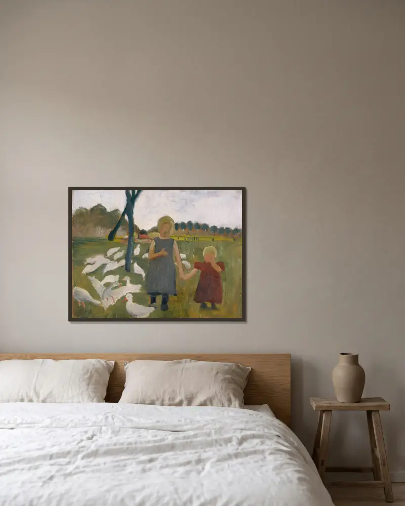 Dzieci z gęsiami, Paula Modersohn-Becker w ramie na ścianie