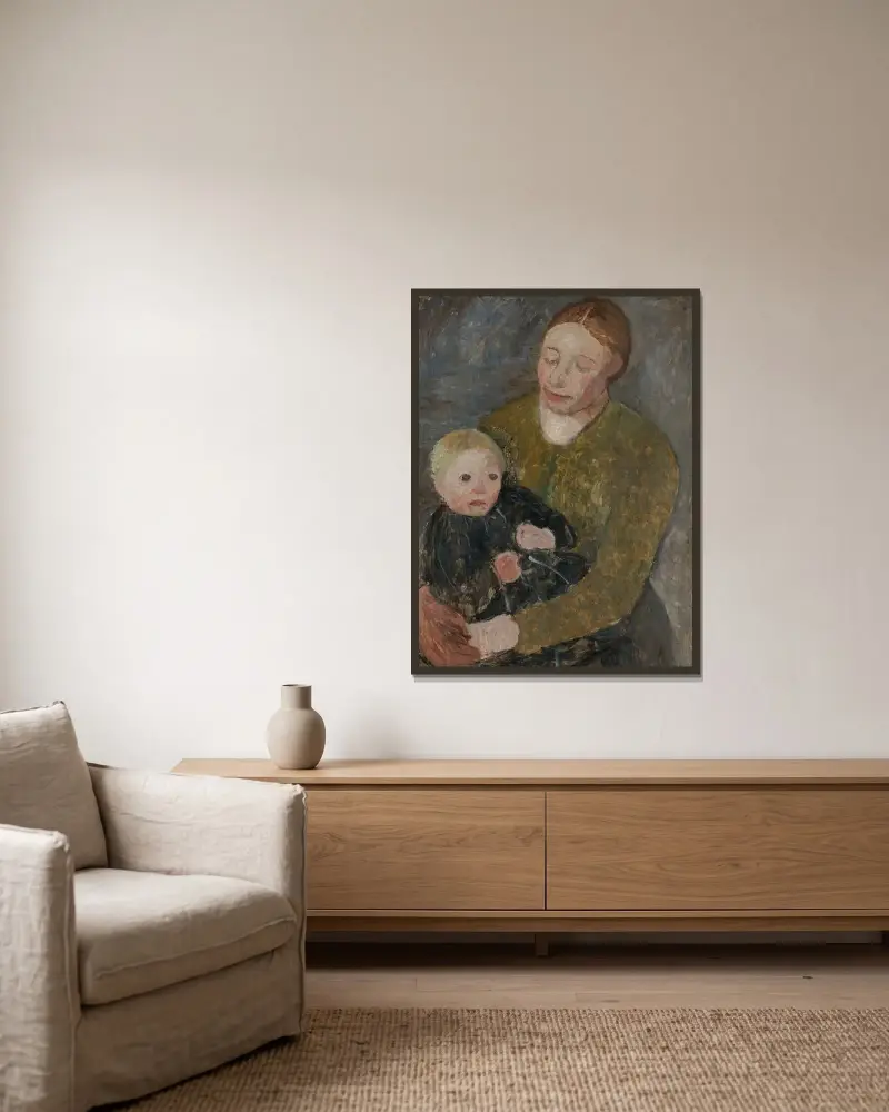 Matka i dziecko, 1904, Paula Modersohn-Becker w ramie na ścianie