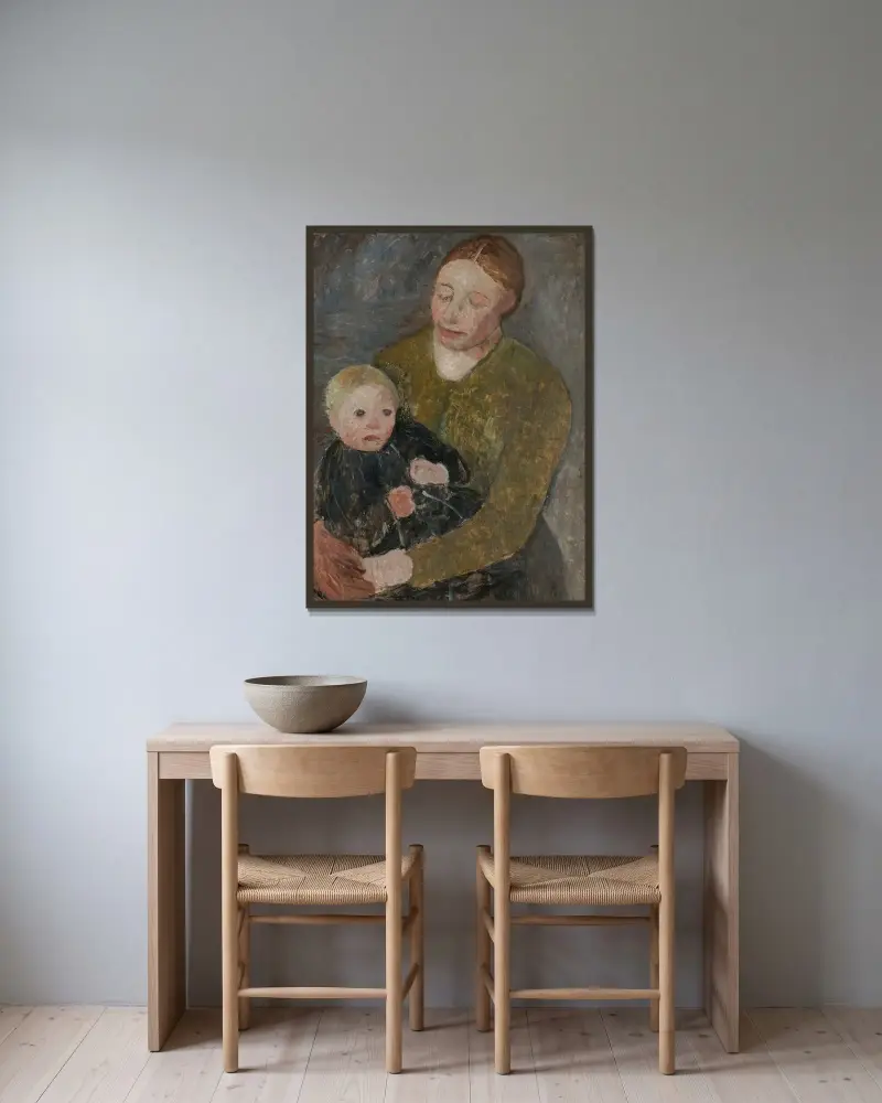 Matka i dziecko, 1904, Paula Modersohn-Becker w ramie na ścianie