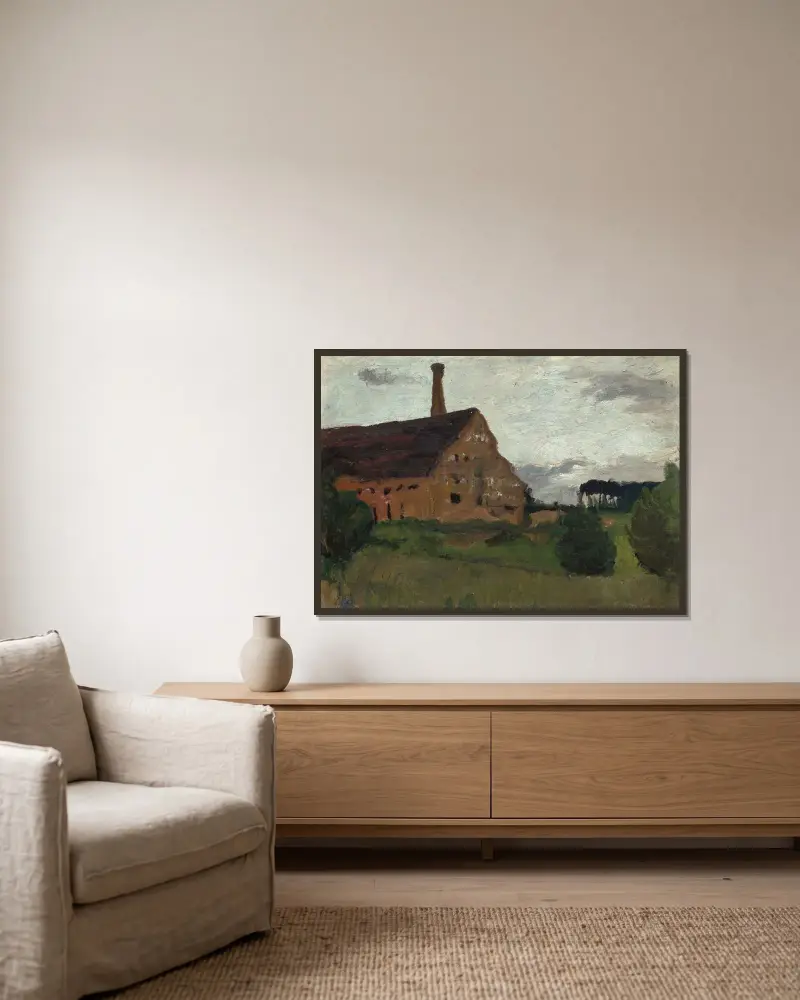 Alte Fabrik von Paula Modersohn-Becker gerahmt an einer Wand