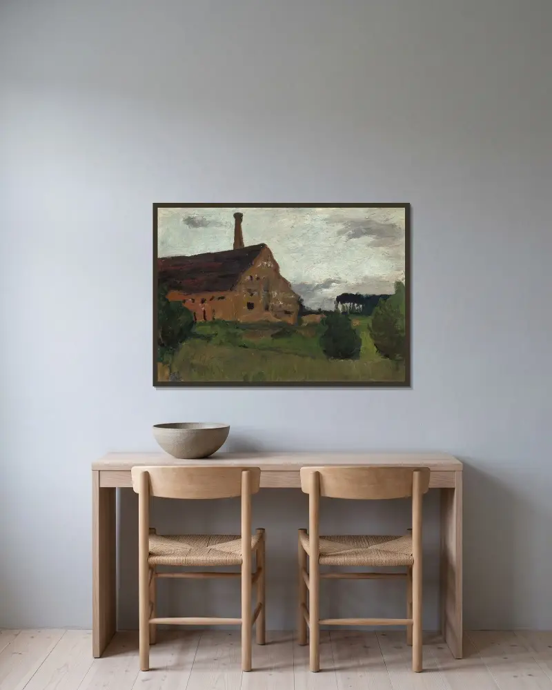 Alte Fabrik von Paula Modersohn-Becker gerahmt an einer Wand