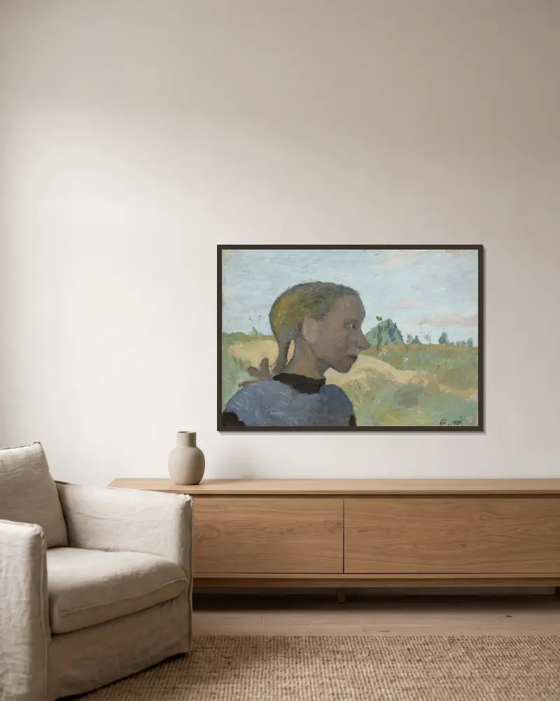 Portrait of a Girl av Paula Modersohn-Becker inramad på en vägg