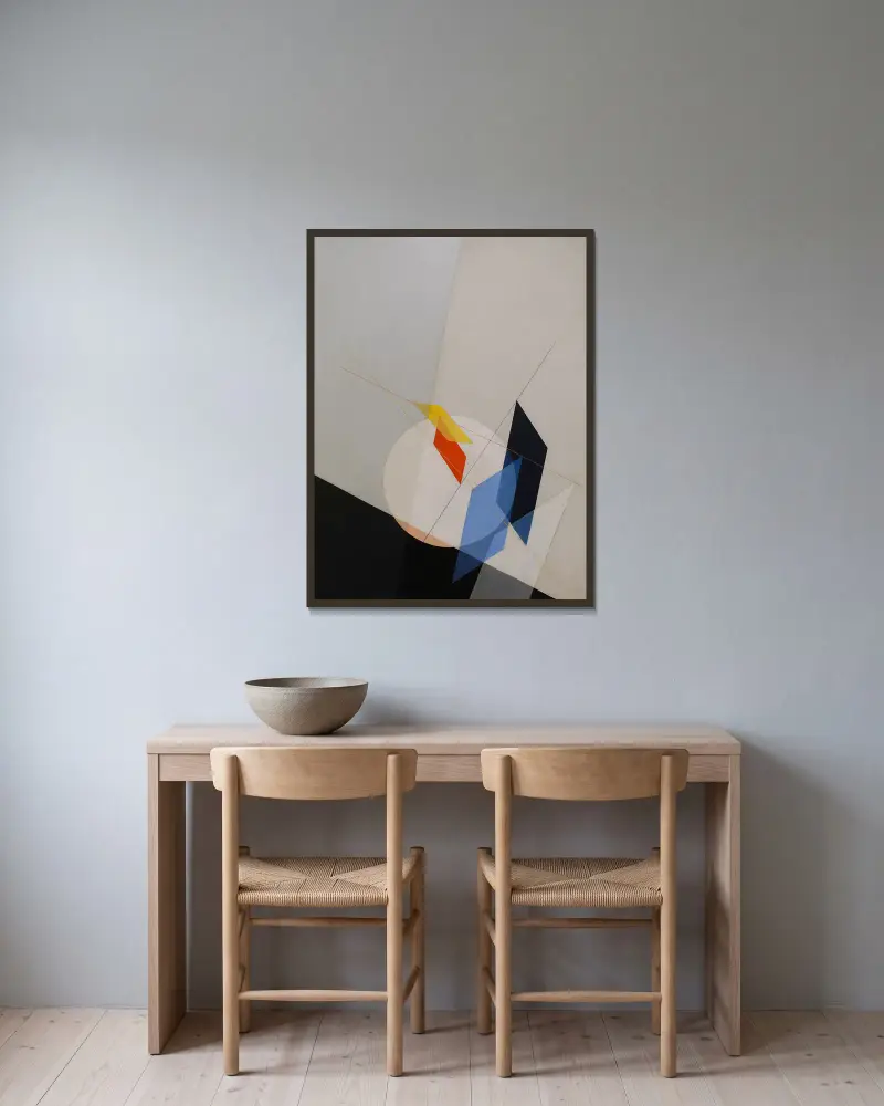 A 18 von László Moholy-Nagy gerahmt an einer Wand