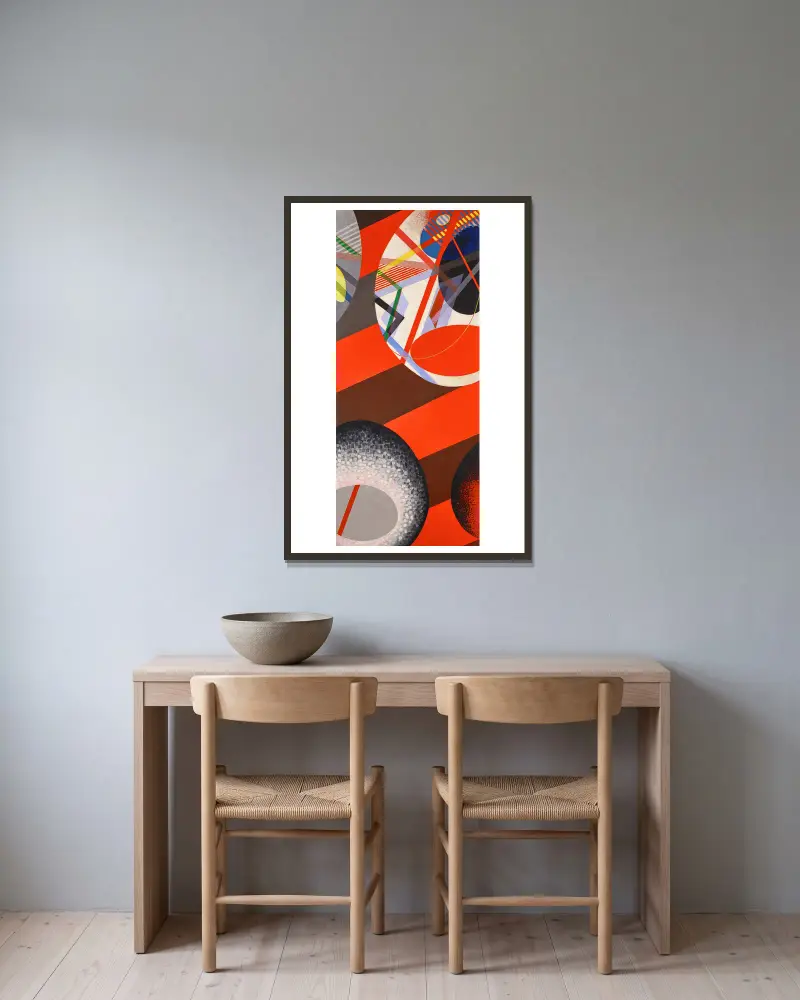 CH For R1, Space Modulator, Scene from My Lightplay av László Moholy-Nagy inramad på en vägg