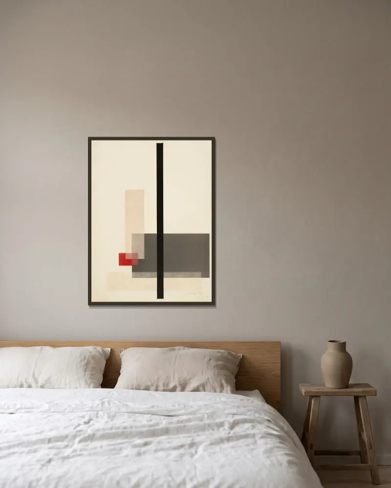 Composition av László Moholy-Nagy inramad på en vägg