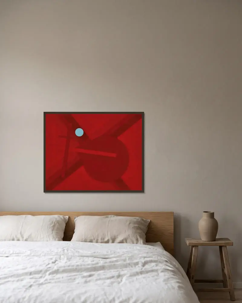 Composition G4 av László Moholy-Nagy inramad på en vägg