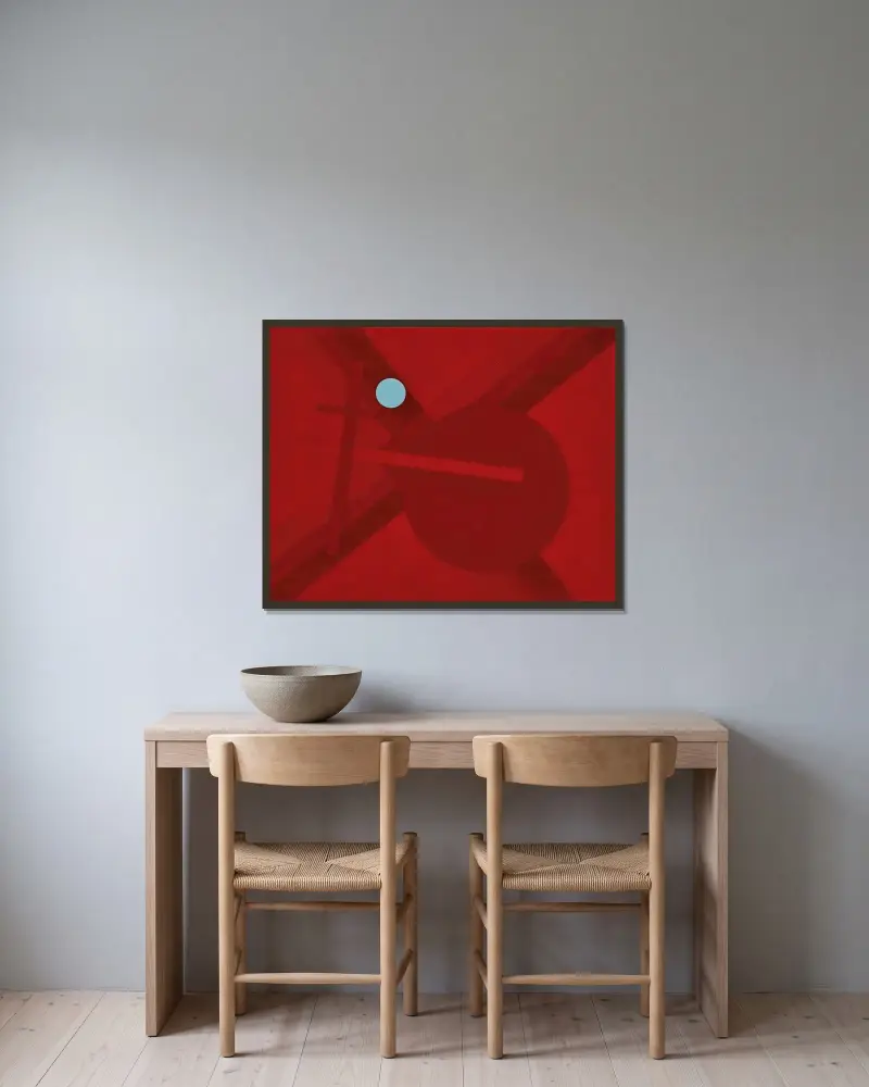 Composition G4 av László Moholy-Nagy inramad på en vägg