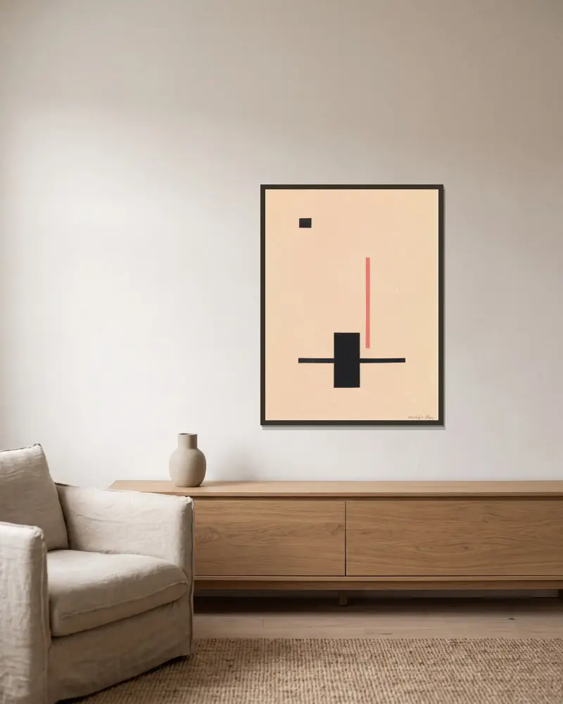 Komposition von László Moholy-Nagy gerahmt an einer Wand