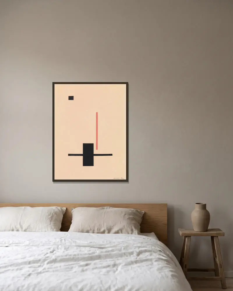 Komposition von László Moholy-Nagy gerahmt an einer Wand