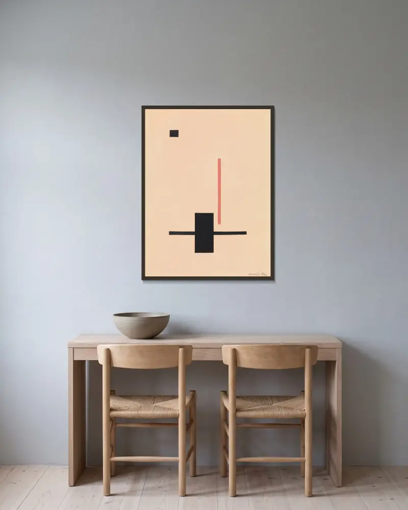 Komposition von László Moholy-Nagy gerahmt an einer Wand