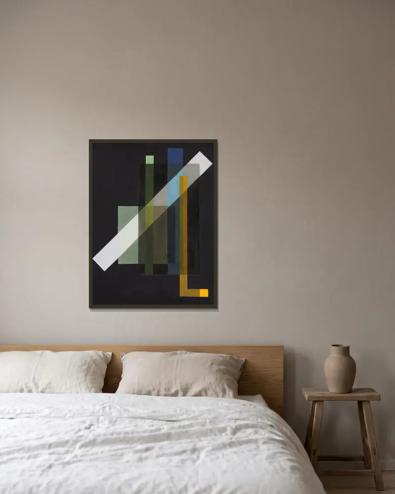 Konstrukce, 1924, László Moholy-Nagy v rámu na stěně