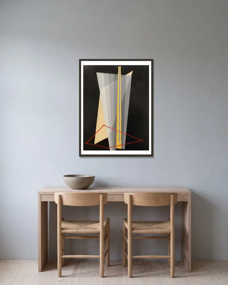 Konstrukce, 1922, László Moholy-Nagy v rámu na stěně