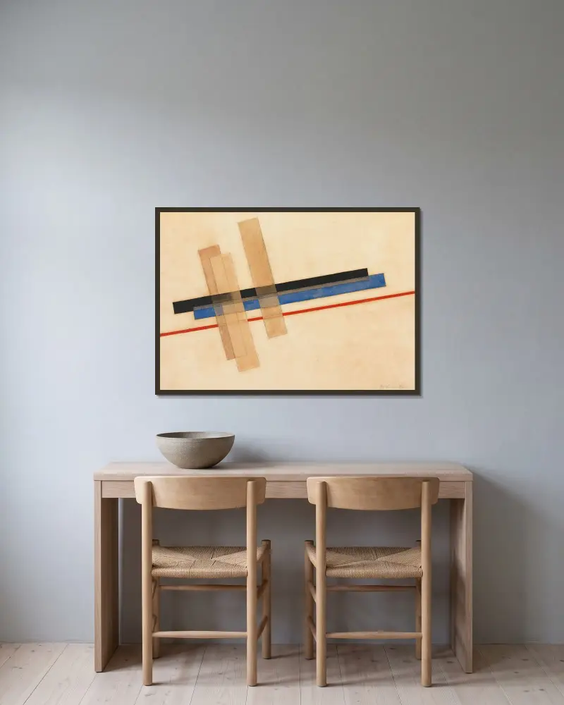 Komposition – Nr. 2 von László Moholy-Nagy gerahmt an einer Wand