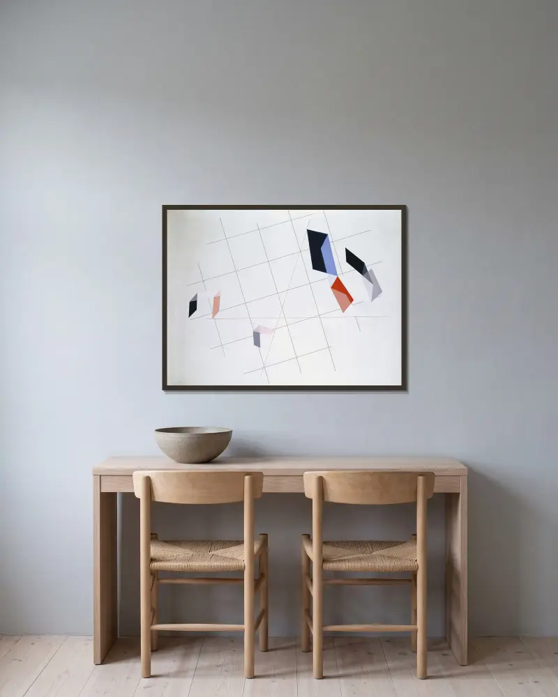 L IV von László Moholy-Nagy gerahmt an einer Wand
