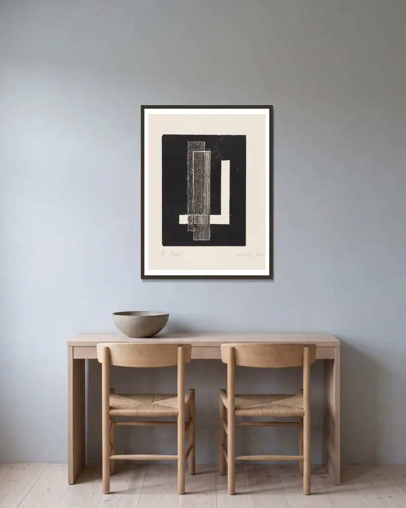 Bez názvu, 1922, László Moholy-Nagy v rámu na stěně
