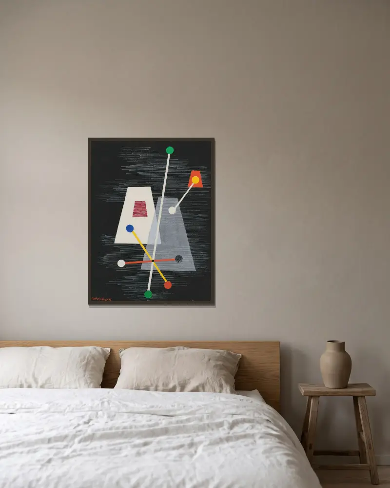 Ścięte piramidy, László Moholy-Nagy w ramie na ścianie