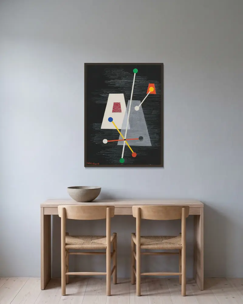 Ścięte piramidy, László Moholy-Nagy w ramie na ścianie