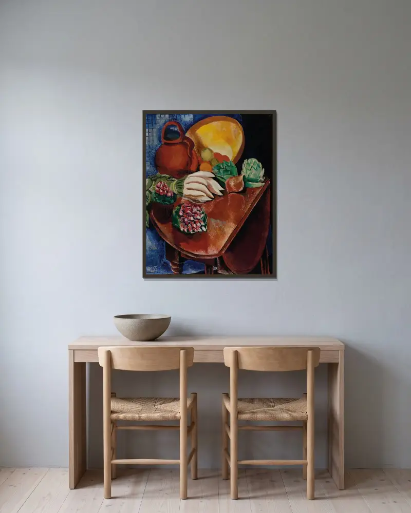 Ananas und Kanne von Moïse Kisling gerahmt an einer Wand