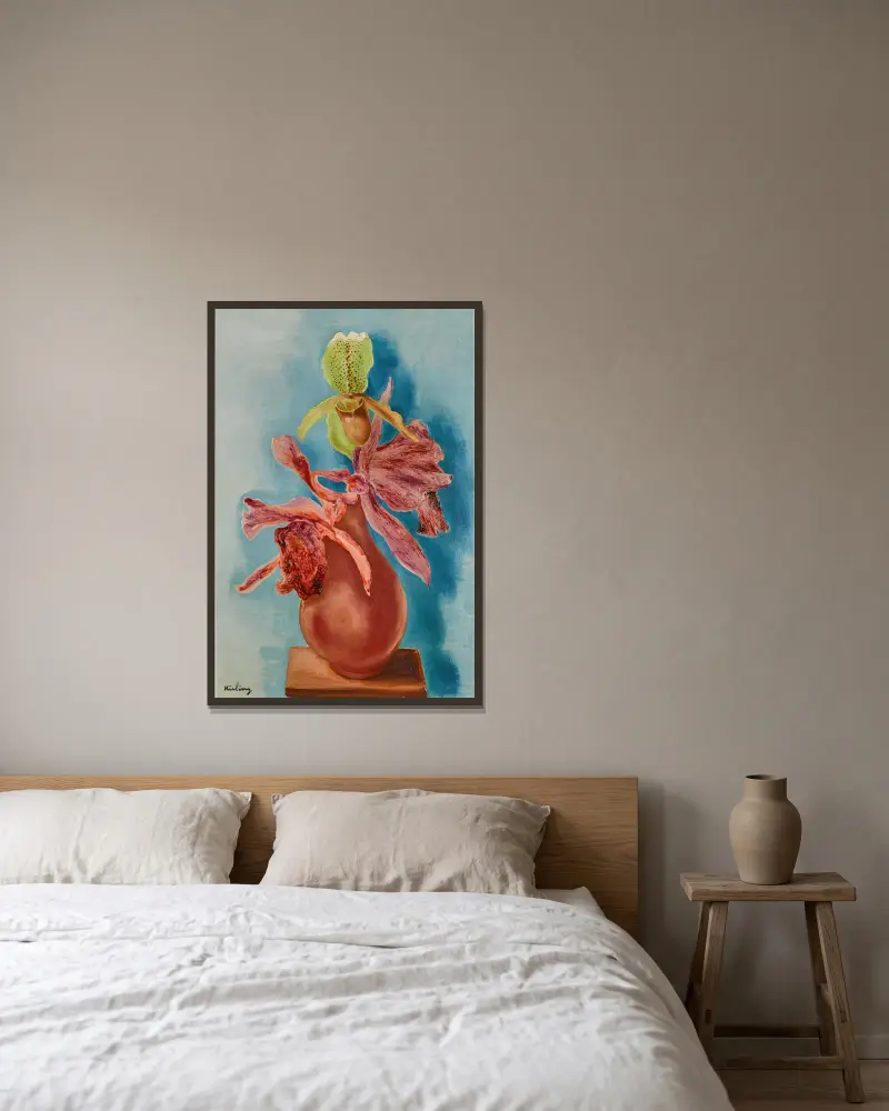 Blumenstrauß von Moïse Kisling gerahmt an einer Wand