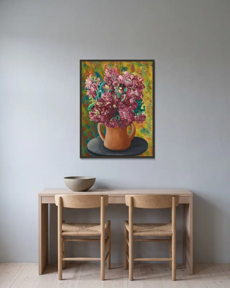 Strauß mit Goldlack von Moïse Kisling gerahmt an einer Wand