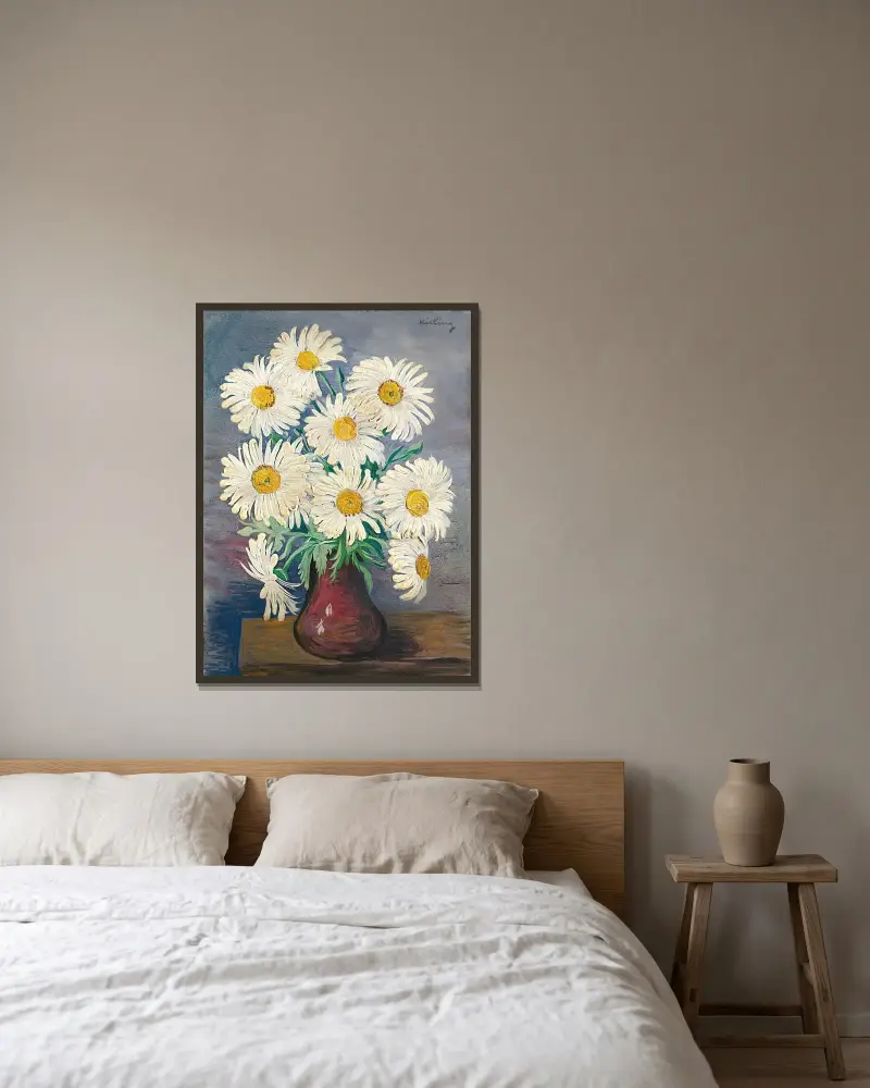 Strauß mit Margeriten von Moïse Kisling gerahmt an einer Wand