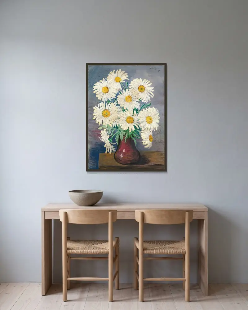 Strauß mit Margeriten von Moïse Kisling gerahmt an einer Wand
