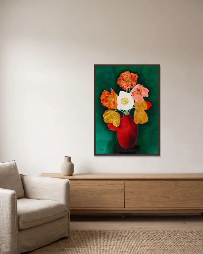 Tulpenstrauß von Moïse Kisling gerahmt an einer Wand