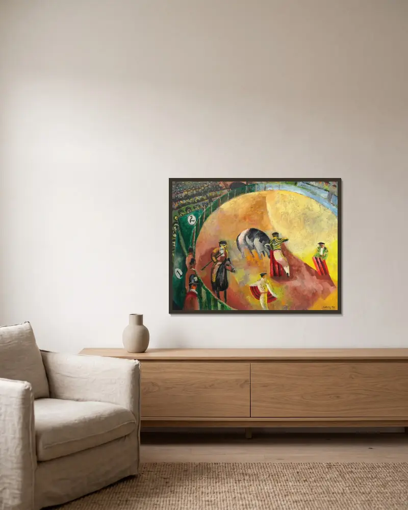 Stierkampf von Moïse Kisling gerahmt an einer Wand