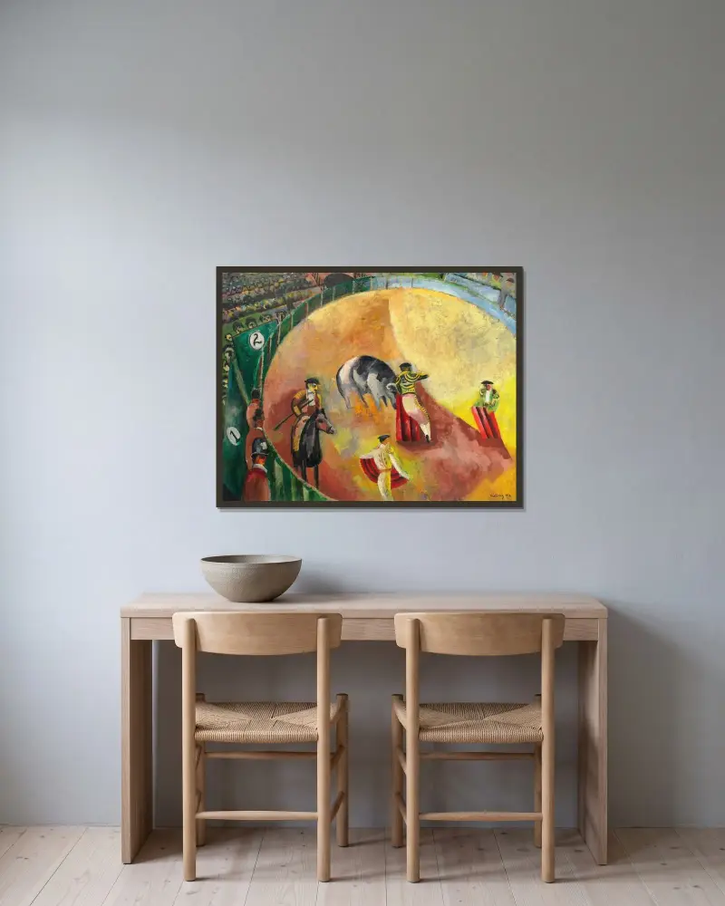 Stierkampf von Moïse Kisling gerahmt an einer Wand