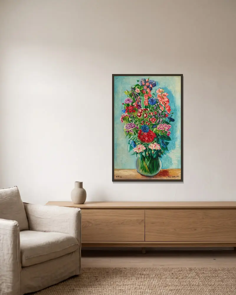 Blumen, 1941 von Moïse Kisling gerahmt an einer Wand