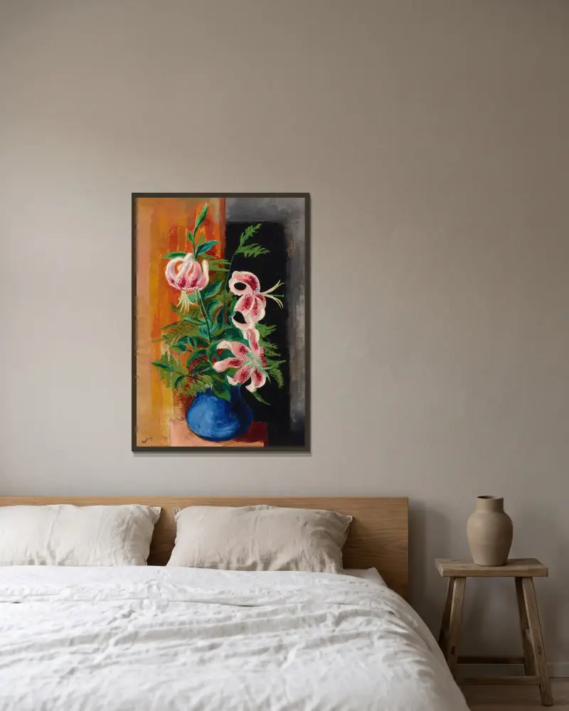 Blumen in einer Vase von Moïse Kisling gerahmt an einer Wand