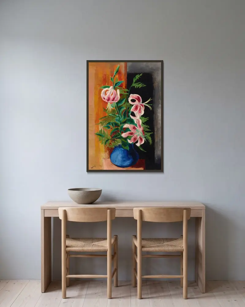 Blumen in einer Vase von Moïse Kisling gerahmt an einer Wand