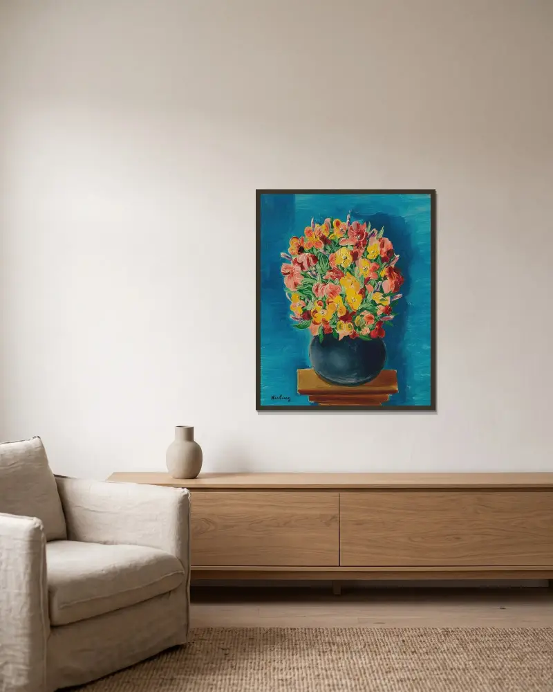 Blumen, 1944 von Moïse Kisling gerahmt an einer Wand