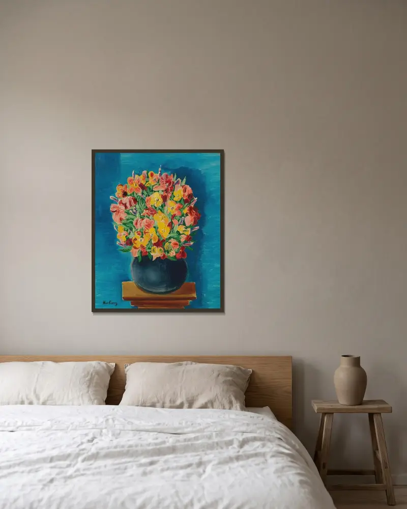 Blumen, 1944 von Moïse Kisling gerahmt an einer Wand