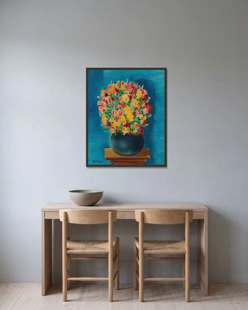Blumen, 1944 von Moïse Kisling gerahmt an einer Wand