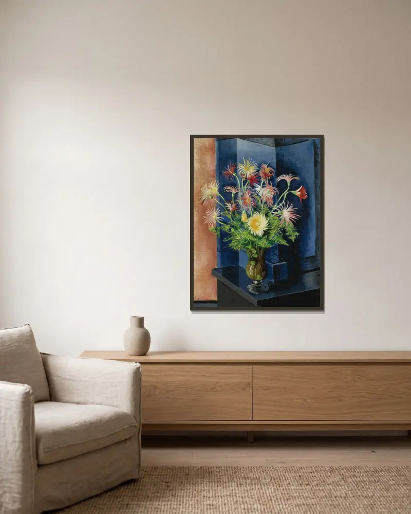 Fougères et Gerberas av Moïse Kisling inramad på en vägg