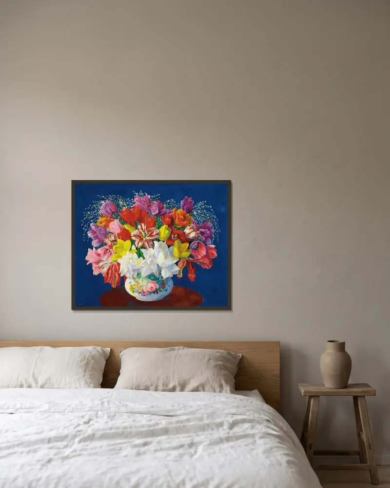 Großes Tulpenbouquet von Moïse Kisling gerahmt an einer Wand