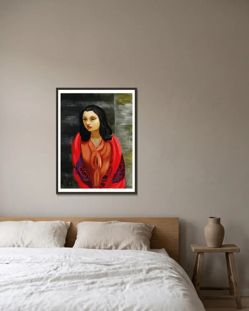 Junges Mädchen von Moïse Kisling gerahmt an einer Wand