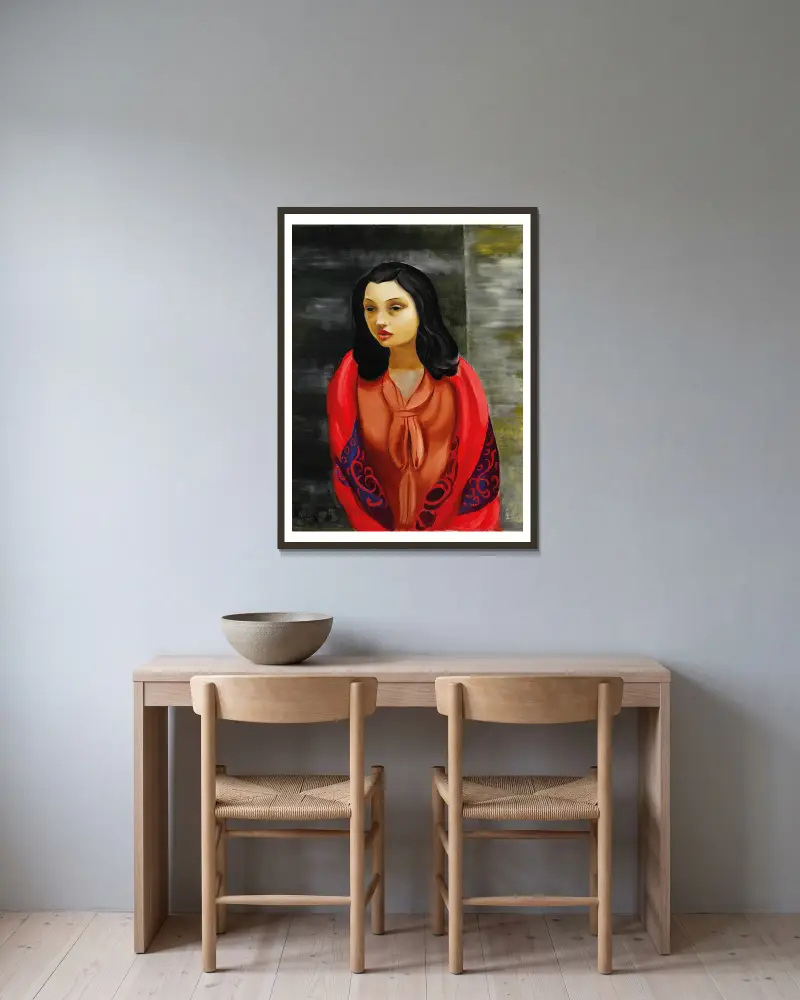 Junges Mädchen von Moïse Kisling gerahmt an einer Wand