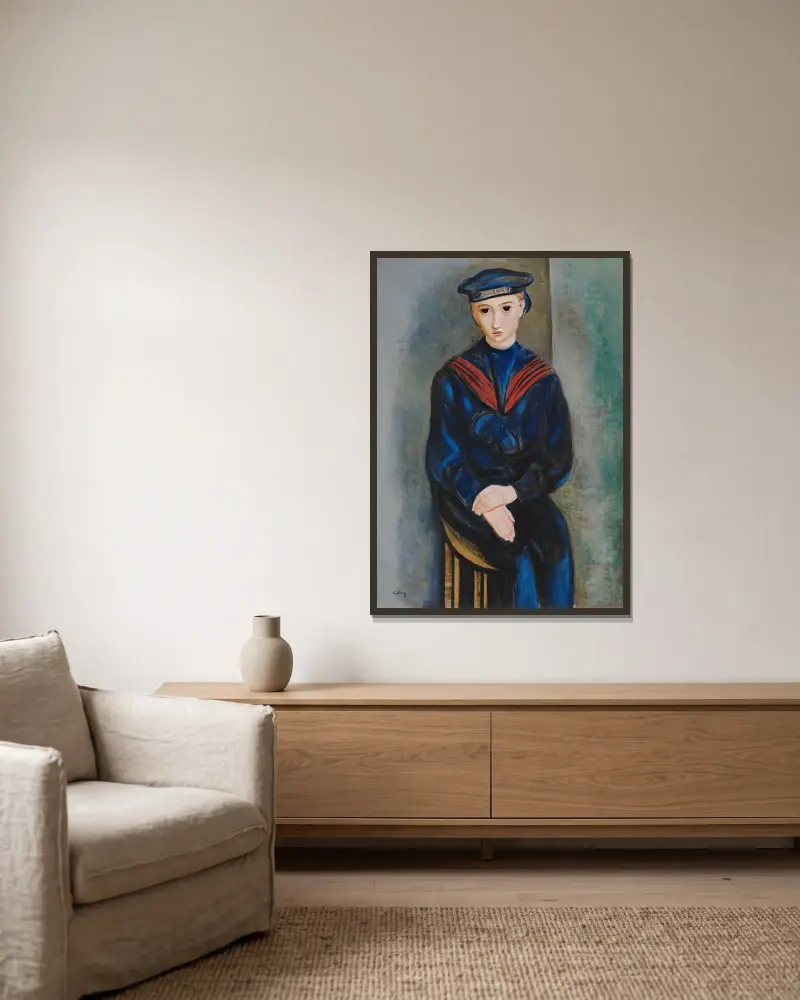 Jeune marin, Raoul Michaux av Moïse Kisling inramad på en vägg