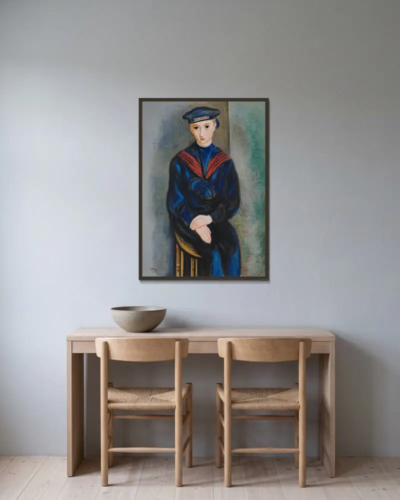 Jeune marin, Raoul Michaux av Moïse Kisling inramad på en vägg