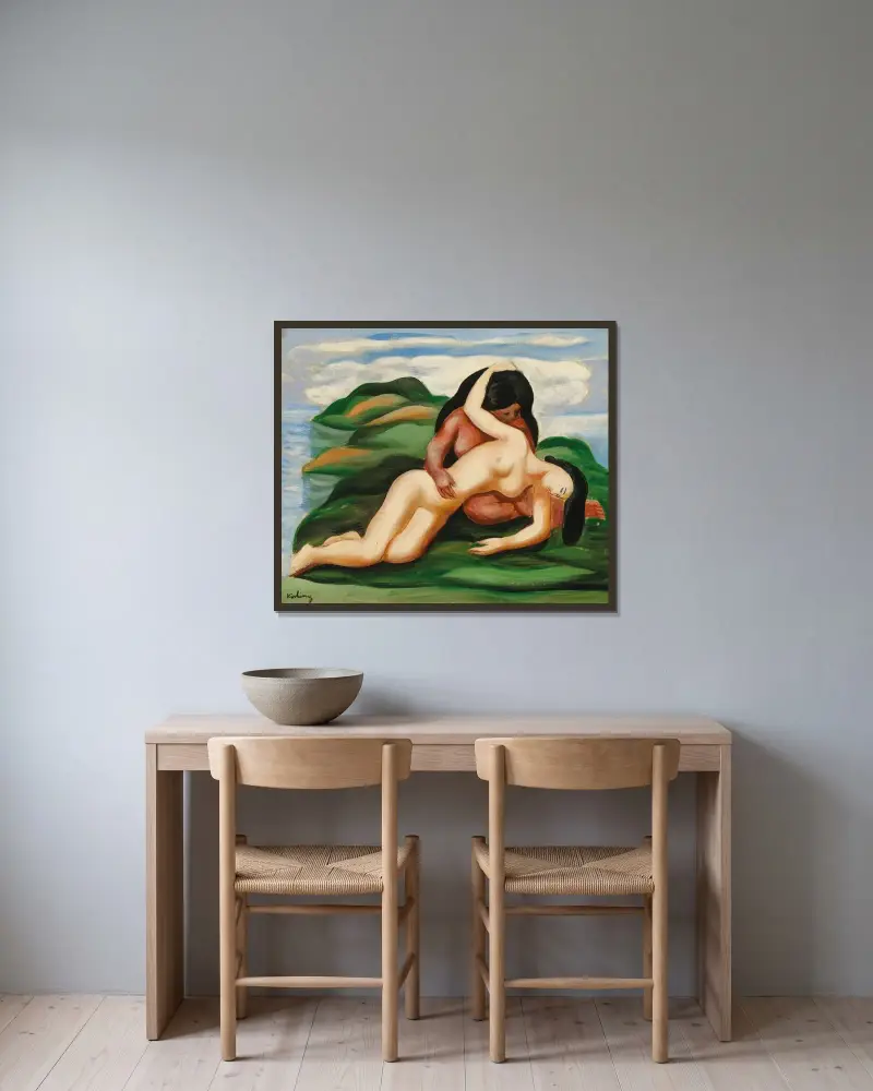 Die Schiffbrüchige von Moïse Kisling gerahmt an einer Wand
