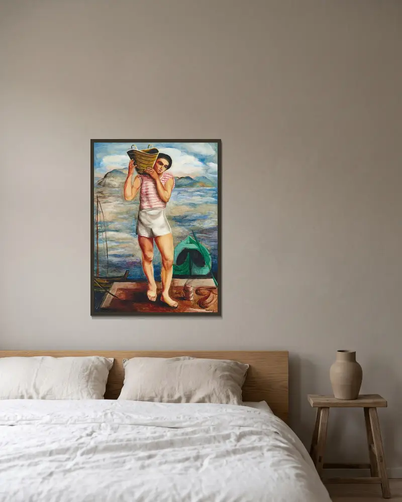 Der Fischer von Moïse Kisling gerahmt an einer Wand