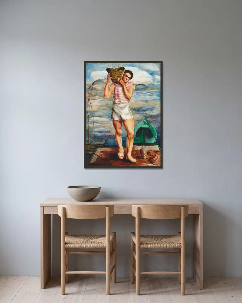 Der Fischer von Moïse Kisling gerahmt an einer Wand