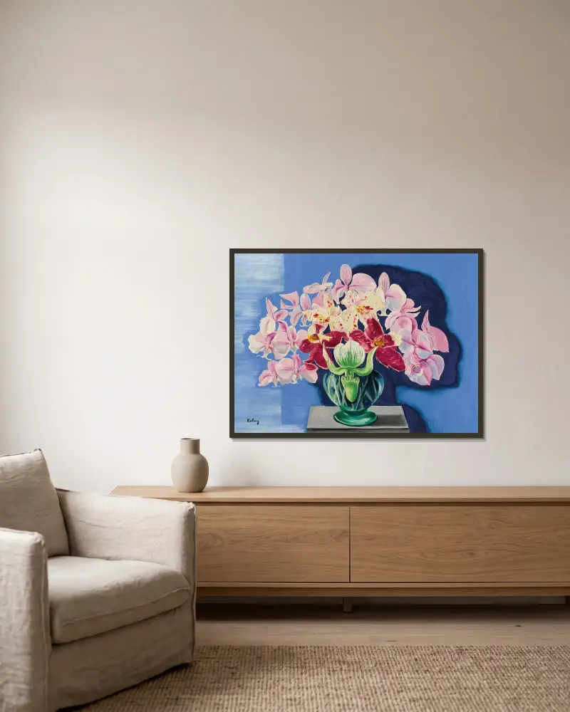 Orchideen von Moïse Kisling gerahmt an einer Wand